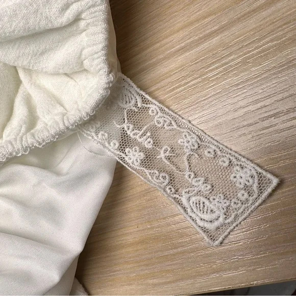 Sadie & Sage White Cottagecore Puff Sleeve Tie Back Midi Dress Boho Prairie S - Picture 10 of 13